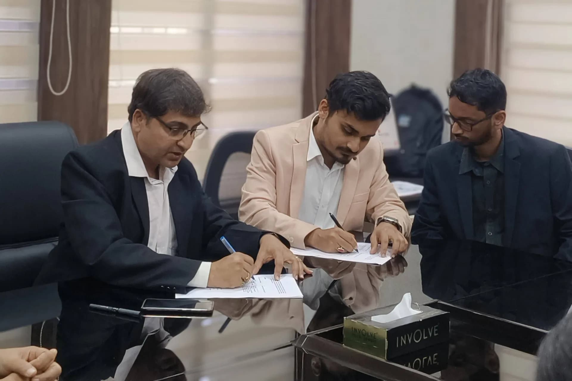 Signing an agreement with a partner institution