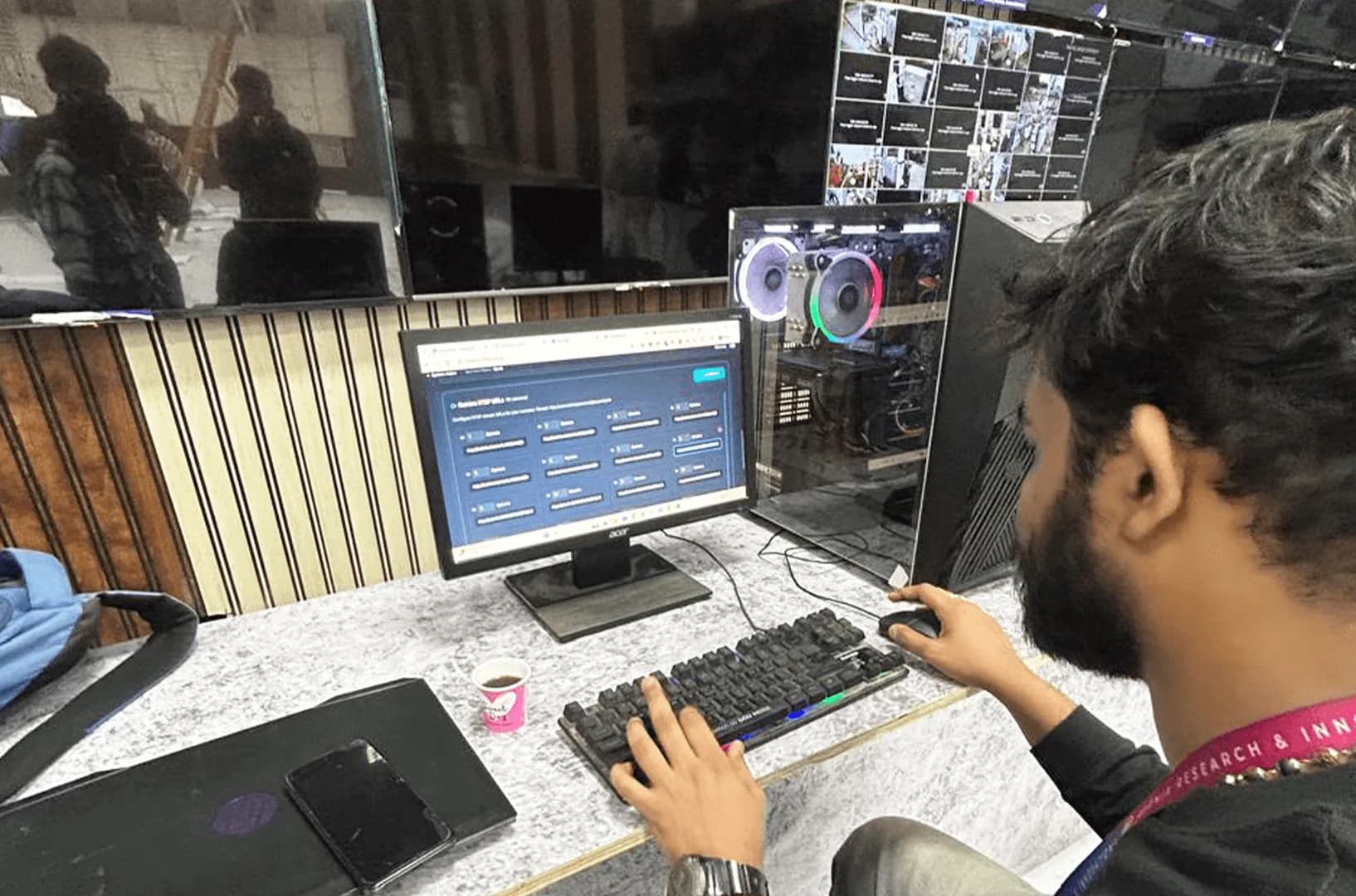 Engineer working on the Aeonix camera monitoring dashboard