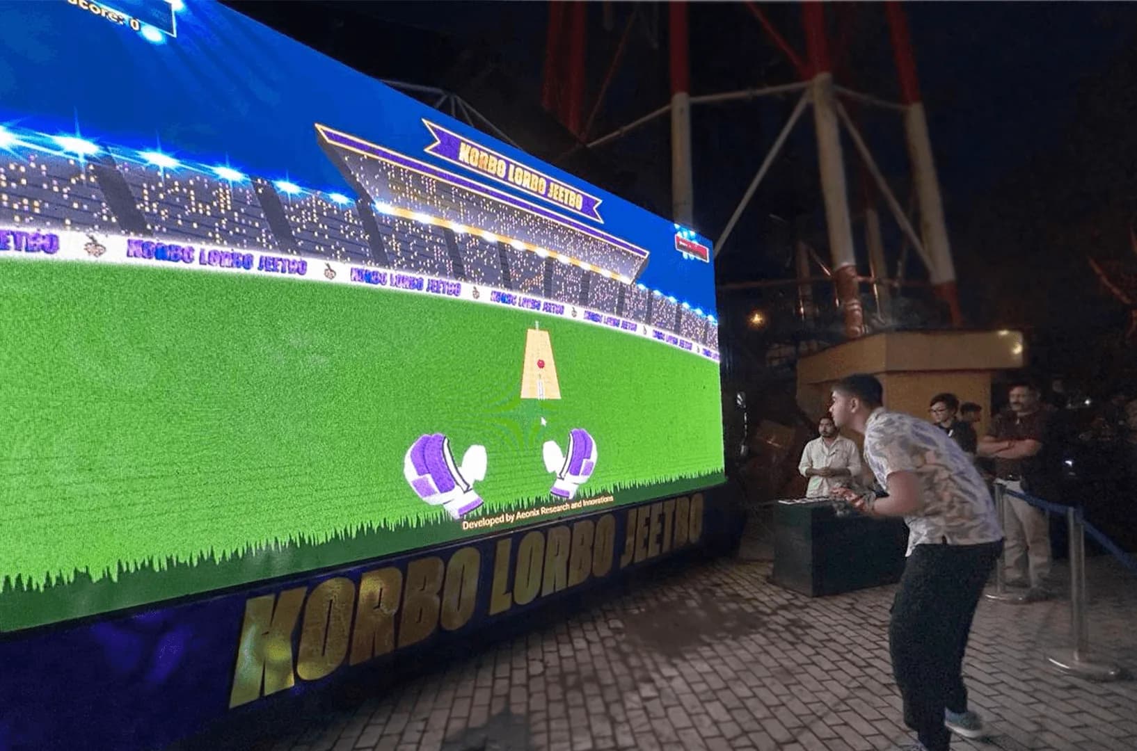 Touchless gesture game on the stadium screen at Tata IPL 2025